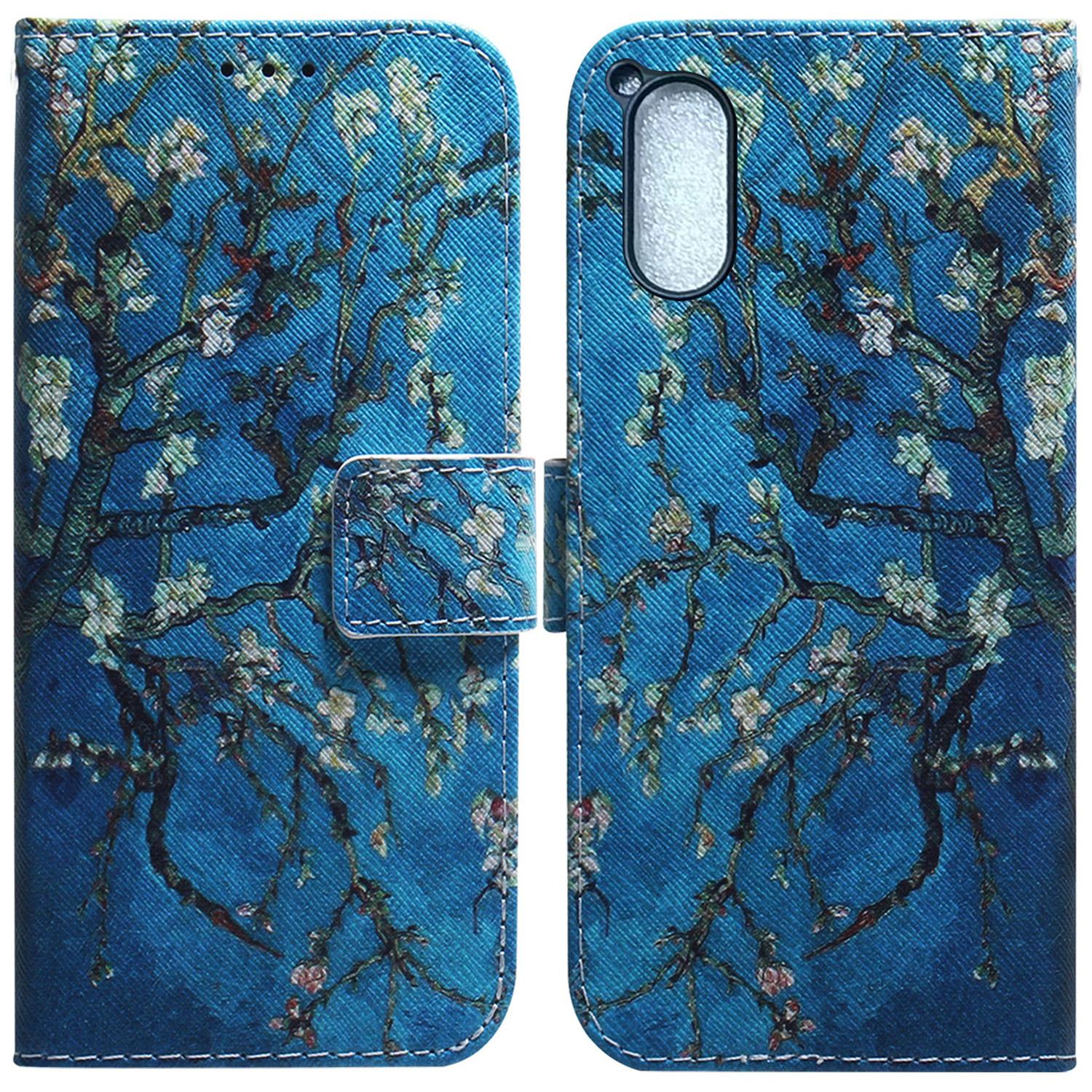 

For Sony Xperia 5 V PU Leather Phone Cover Wallet Stand Pattern Printing Phone Case Apricot Flowers