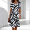 Women Round Neck Oversized Short Sleeve Dress Vibrant Meadow Flower Print For Garden Party