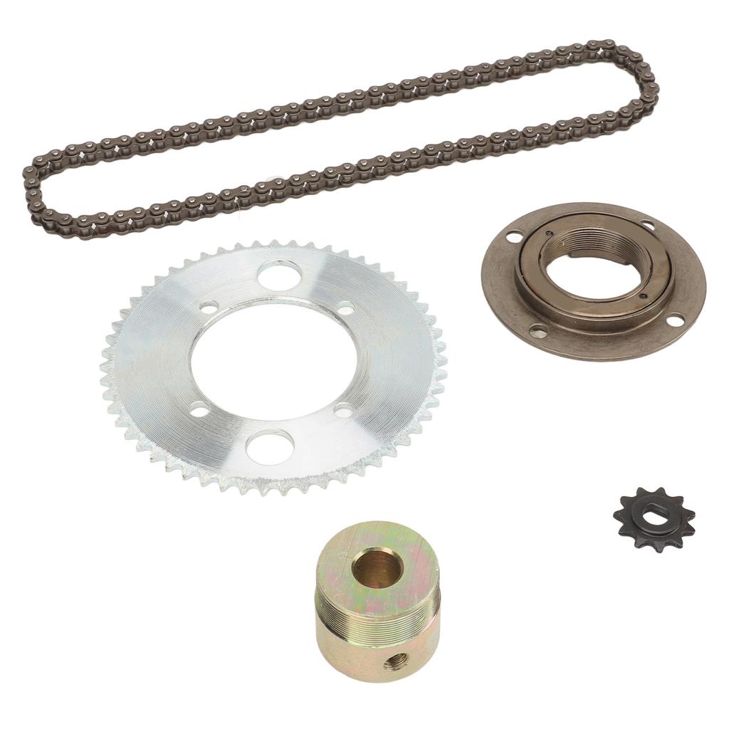 25H 82 Links Chain Kit Steel 8D 11T Front Sprocket 55T 4 Hole Rear Sprocket with Freewheel and 13mm Connector for DIY Bikes Mini Motorcycles