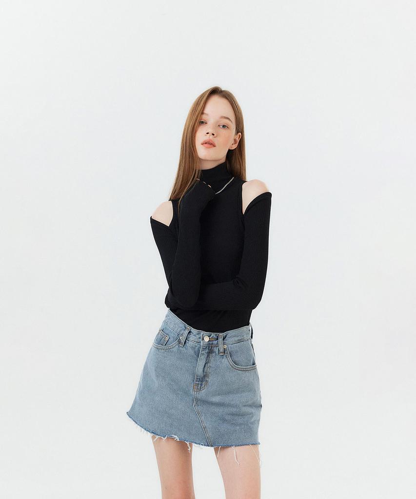 Potipo [W] Damaged Cut Denim Short Skirt