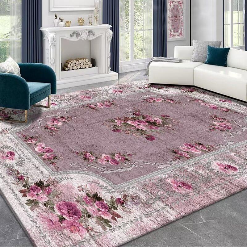 Tappeto Antiscivolo di Alta Gamma per Soggiorno Europeo Rosa Morbido Decorazione per la Casa Tappeto per Comodino in Camera da Letto Facile da Pulire Tappetino per Pavimento del Bagno Morbido
