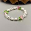 Japan Korea Sweet Tulip Bracelet for Women Elegant Candy Color Beaded Elastic Rope Flower Bracelets Girls Party Jewelry Gift