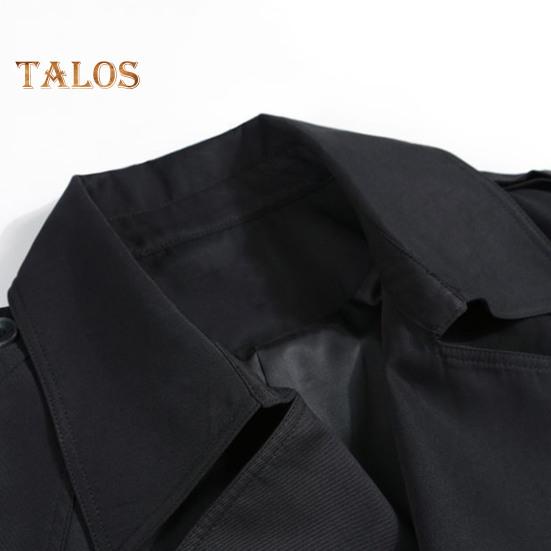 Women Windbreaker Turn-down Collar Loose Pure Color Coat Long Sleeves Belt Decor Overcoat Mid Length with Pockets Windproof Lady Jacket