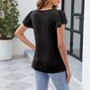Spring And Summer New Solid Color Short-sleeved T-shirt Fashion Casual Square Collar Tops For Women