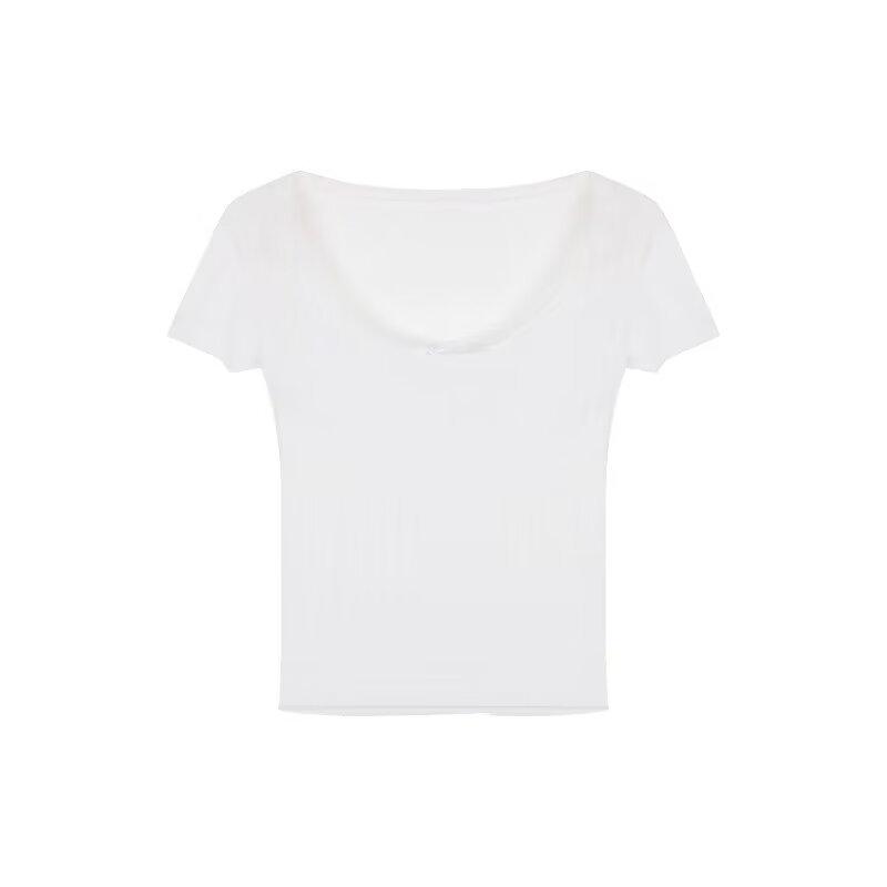 White Lace Short-Sleeve Summer T-Shirt for Girls - Slimming, Casual, and Fashionable
