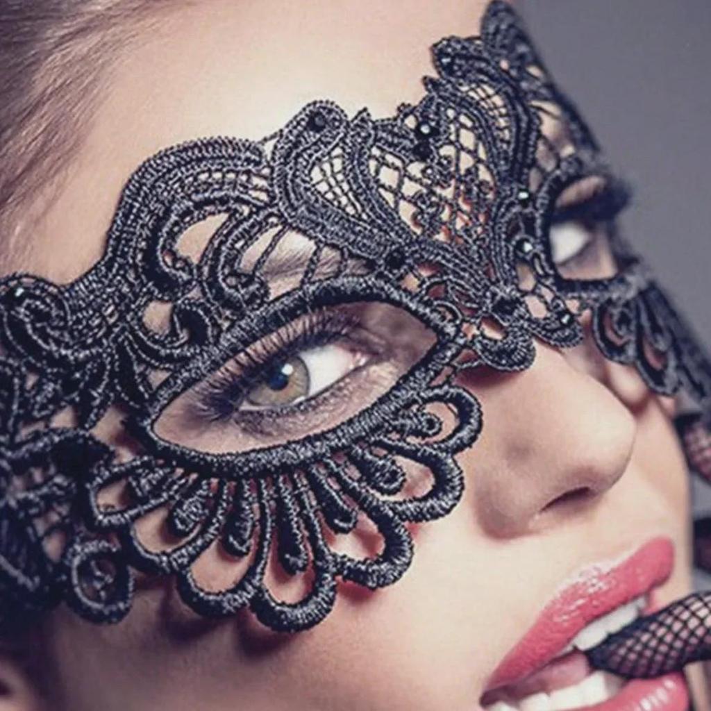 Xiyin Halloween-Halbmaske aus Spitze für Damen