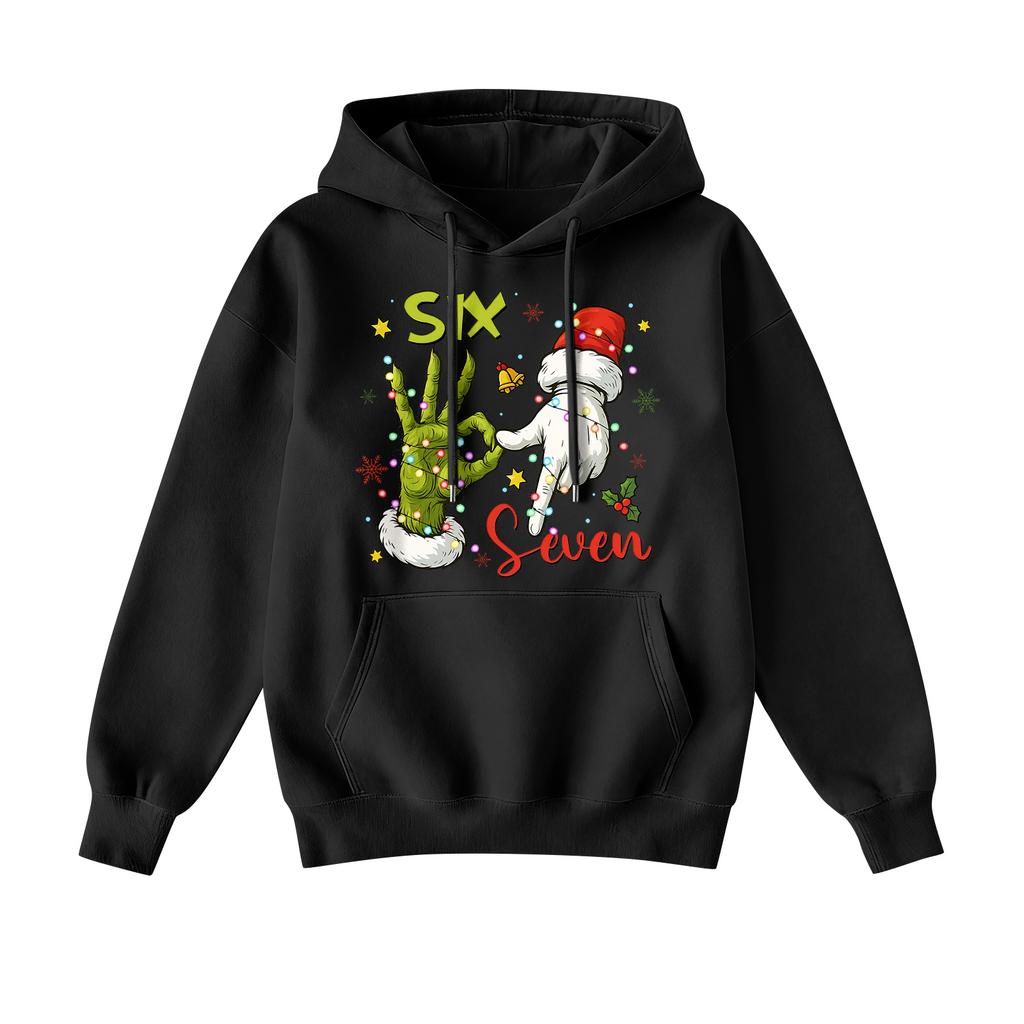 Damenmode Damen Leichter Langarmpullover mit Taschen Preppy Graphic Hoodie