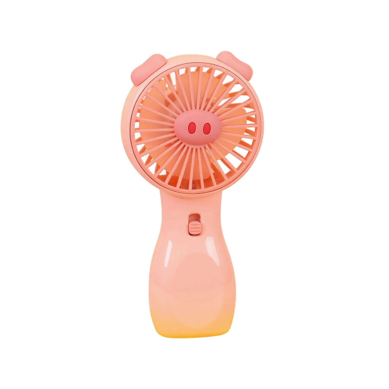 Portable Handheld Fan with Rechargeable Battery and LED Light Cute Animal Design Two Speed Settings and One Hour Runtime with Lanyard one size