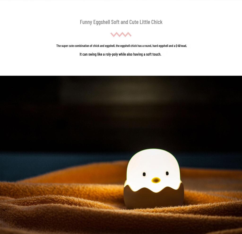 Eggshell Chicken LED Night Light - Silicone USB Rechargeable Roly-Poly Children's Desk Lamp