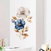 Simulated Blue White Floral Gold Leaves Wall Sticker Self-Adhesive Removable for Bedroom Hallway Elegant Home Decor Art