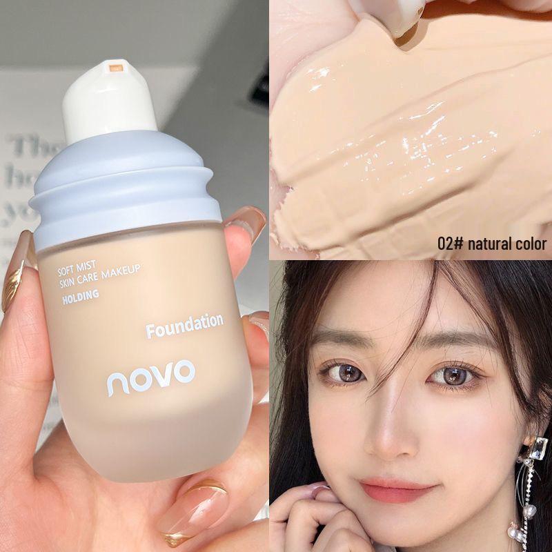 NOVO Soft Mist Long-Lasting Foundation & Concealer - Oil Control, Waterproof, Sweatproof, No Caking or Smudging, for Dry & Oily Skin.