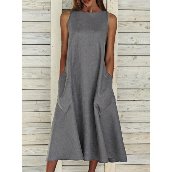 

Women Casual Loose Sundress Sleeveless Maxi Long Beach Shirt Dress Travel Vacation 2026 Summer Outfits S серый