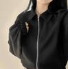 Korean Chic Autumn Retro Faux Suede Stand-Up Collar Zip-Up Jacket for Women