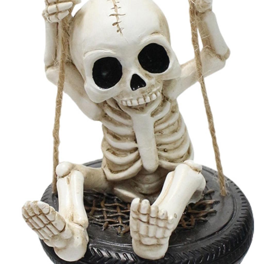 Halloween Swinging Ghost Figurines Hollow Big Eyes Punk-Style Garden Ornament for Halloween Festival Gift