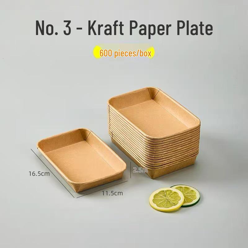 Einweg-Kraftpapier-Essteller - Rechteckig/Quadratisch, Lebensmittelqualität für BBQ, Picknick, Party.