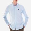 Timberland Embroidered Logo Pattern Oxford Sport Polo Slim Fit Long Sleeve Shirt Men Shirts Sky-Blue A2BAQB02