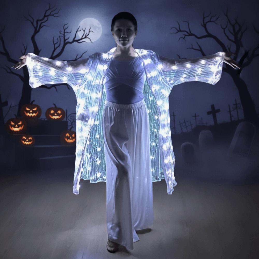 Stage Performance Light Up Cardigan Polyester Sheer Cover Up New Luminous Dance Costume