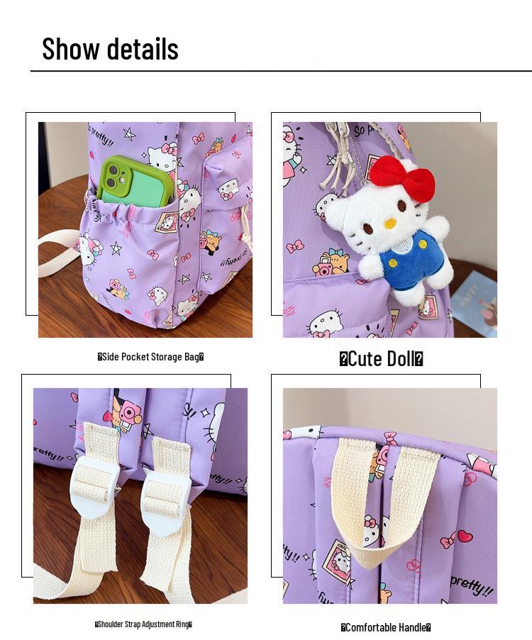 Large Capacity Cute Cartoon KT Cat Backpack for Middle School Girls - Lightweight and Perfect for Back To School