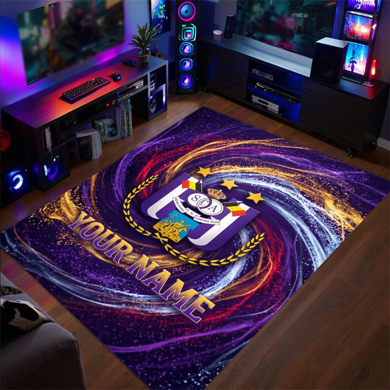 Kristall-Samt-Teppich Anderlecht FC Aufdruck Benutzerdefinierter Name Text Fußmatte Heimdekoration