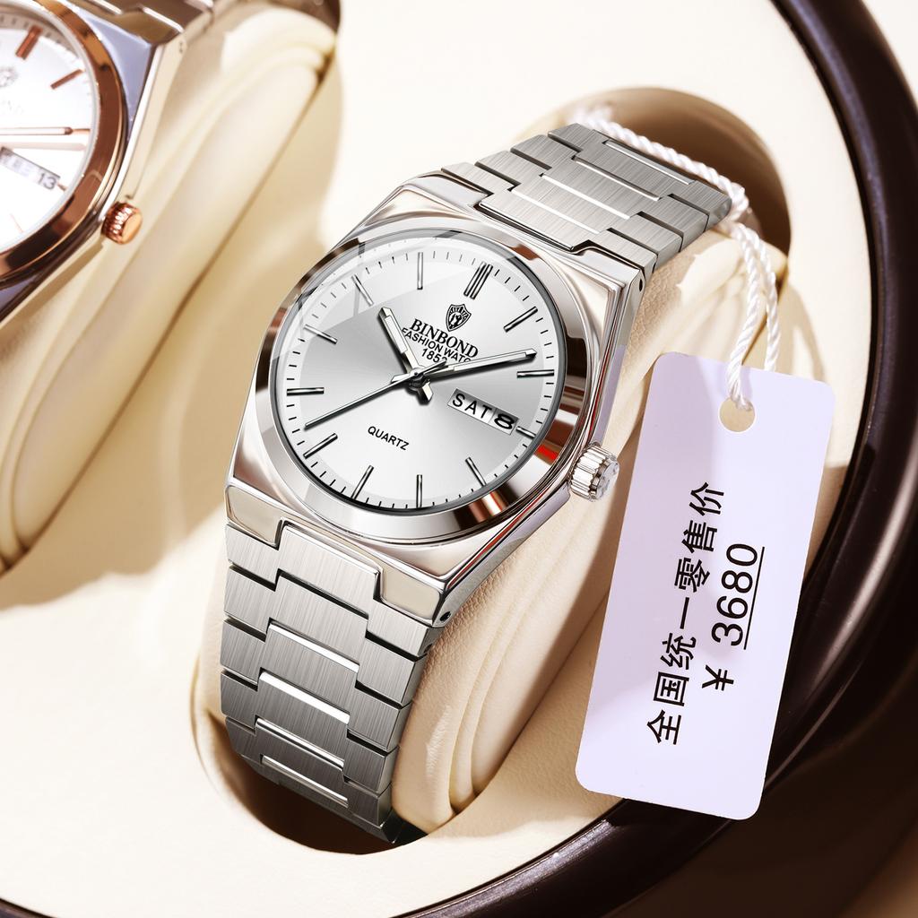 BINBOND 102 Orologio al Quarzo da Donna alla Moda Acciaio Inossidabile Sportivo Originale Impermeabile Luce Notturna Data Orologio al Quarzo da Donna
