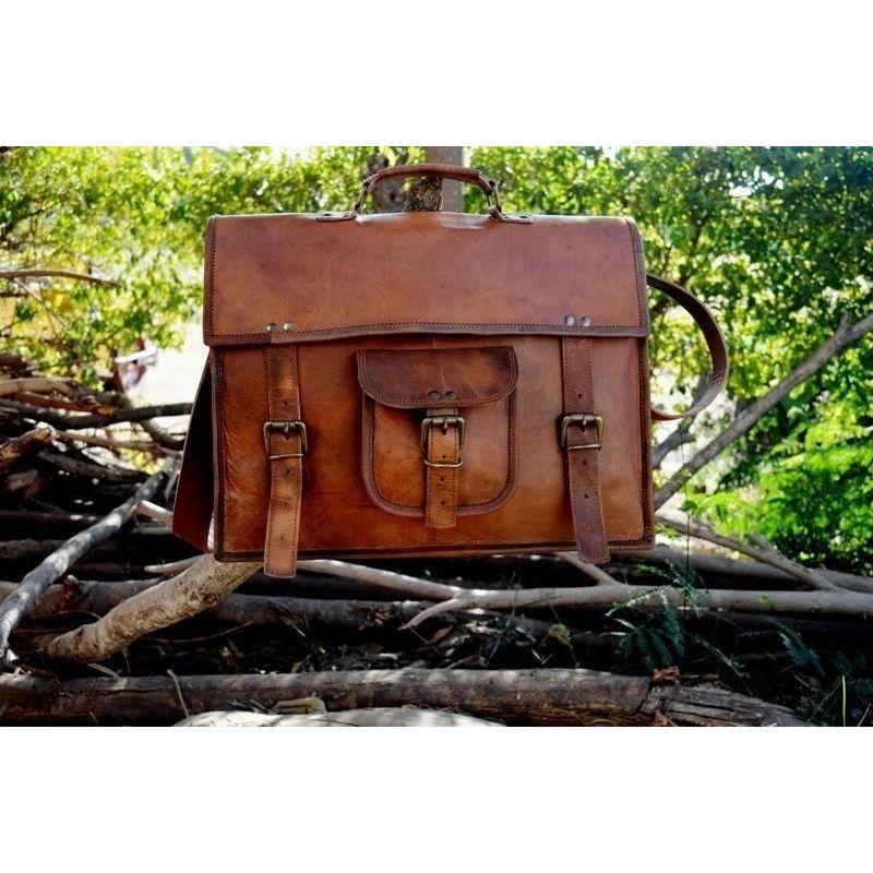 

Новая кожаная винтажная сумка-мессенджер через плечо для мужчин, портфель для ноутбука 16 x 12 x 5 in