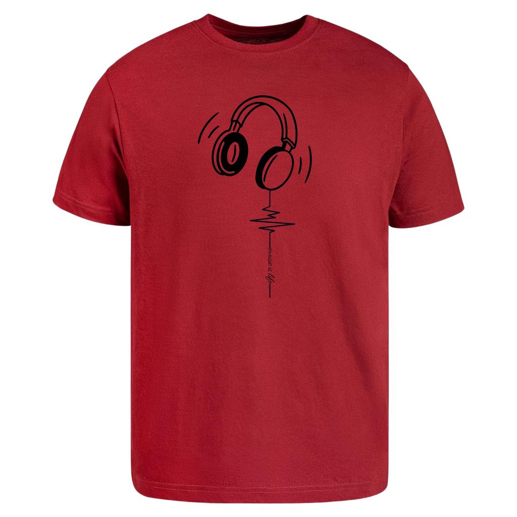 Music Is Life TShirt Headphone Cool Music Mens Tracksuit Summer Crew Neck Pullover Cotton Casual Sportswear ShortSleeve Tops