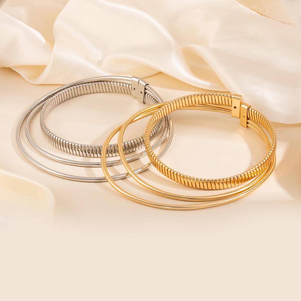 Layered Punk Chain Choker - European & American Style Metal Necklace for Women
