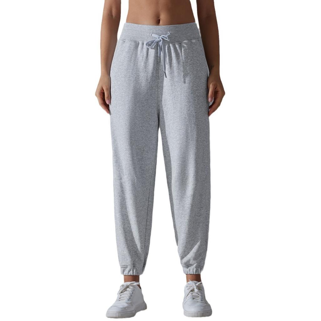 European and American New Drawstring Leggings Women's Casual Loose Sports Pants Yoga Fitness Running Pocket Pants Home Sweatpants