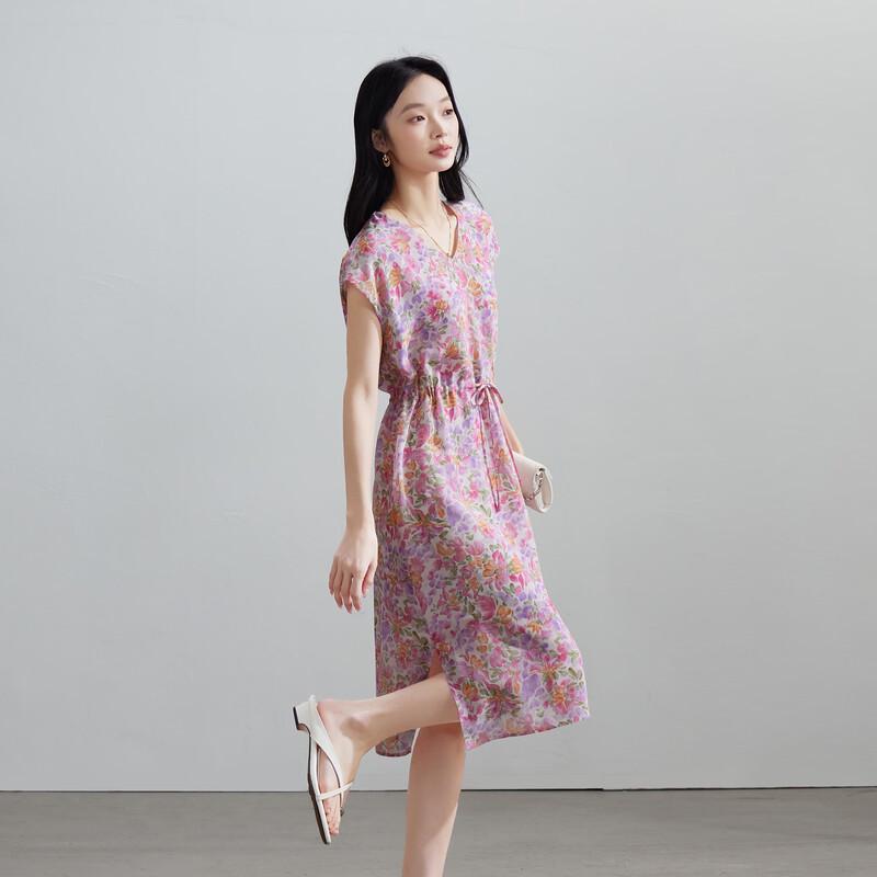 SOFSIL 2026 Summer French Floral V-Neck Midi Dress