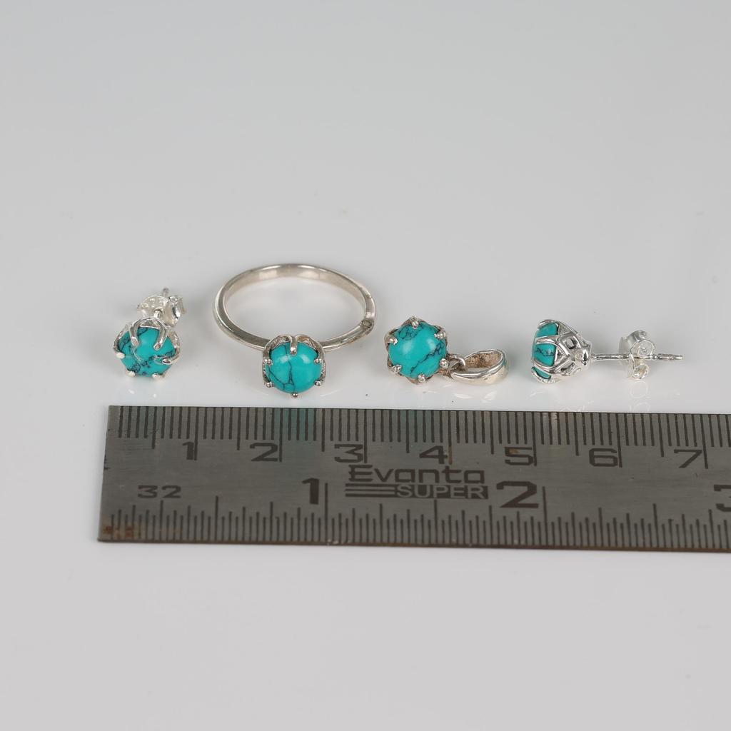 Turquoise Jewelry Set, 925 Sterling Silver, Dainty Jewelry, Gift For Her, Women Jewelry