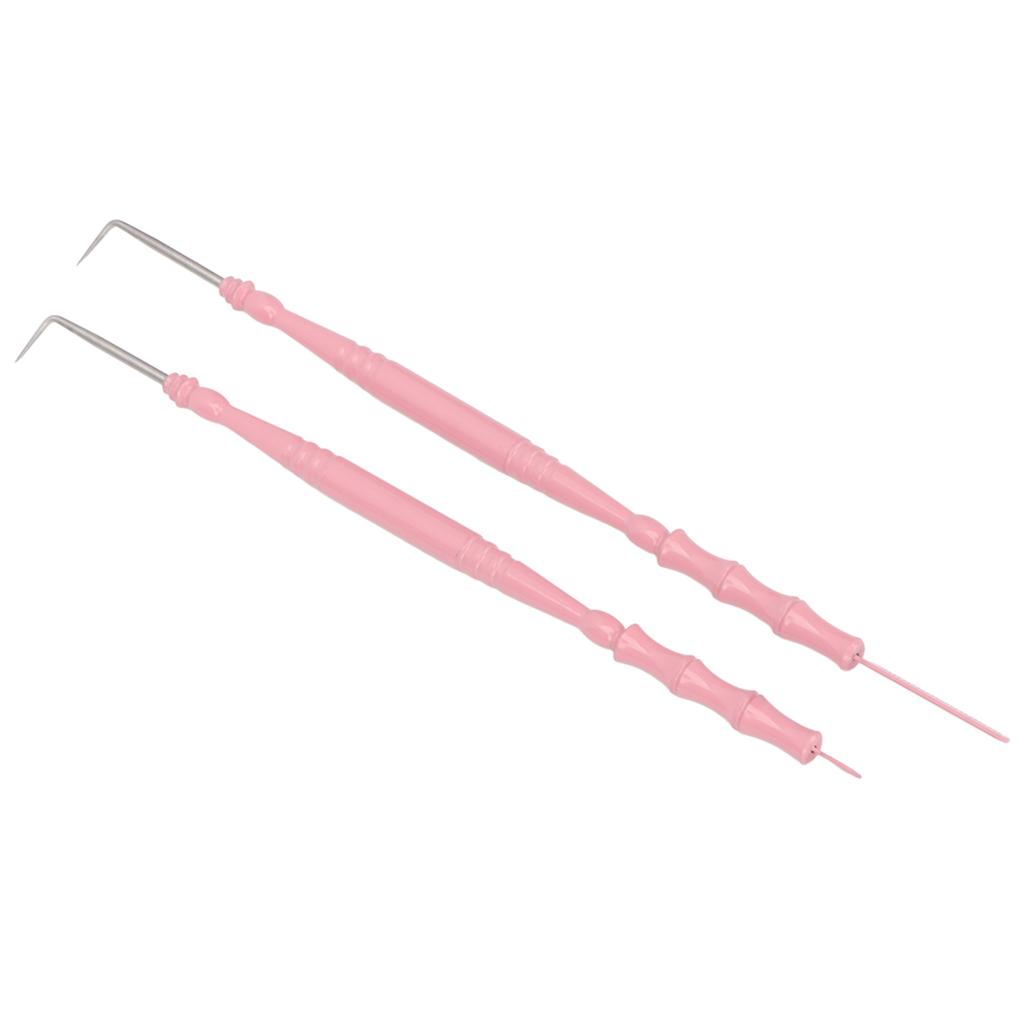 2pcs Lash Perm Tool Double Head Stainless Steel Bamboo Joint Shape Handle Lash Eyebrow Perm Separator Tool Pink