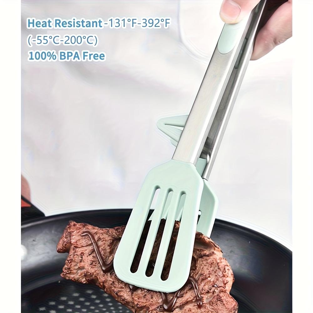 [3 Stück Robuste Silikonzangen] 3 Stück Robuste Silikon-Küchenzangen mit Edelstahlgriffen | Mehrzweck-Koch-, Grill-, Pasta- & BBQ-Zangen