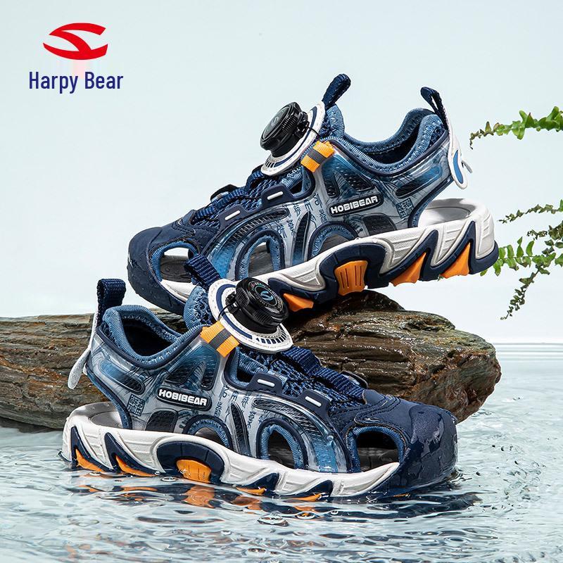 Happy Bear 25 Summer Children's Closed-Toe Beach Sports Sandals with Rotary Button for Boys
