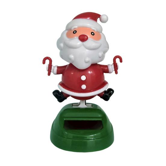 No Battery Solar Toys Powered Dancing Car Ornament, Creative Dashboard Christmas Cartoon Figure for Miniature Holiday Desktop Ornaments Auto Interior