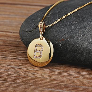 Nidin Top Quality Women Girls Initial Letter Necklace 26 A-Z Charm Neck Pendants Copper CZ Jewelry Personal Gifts Wholesale