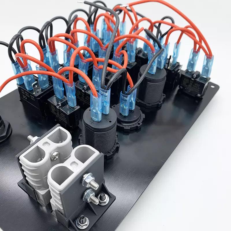 6-Position Rocker Switch Panel with USB Charger & 12V Power Socket for Vehicles