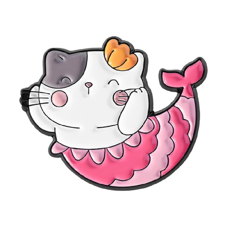Charm Mermaids Cats Alloy Brooch Fashionable Lapel Accessory For Kids Friend Parties Casual Outfits