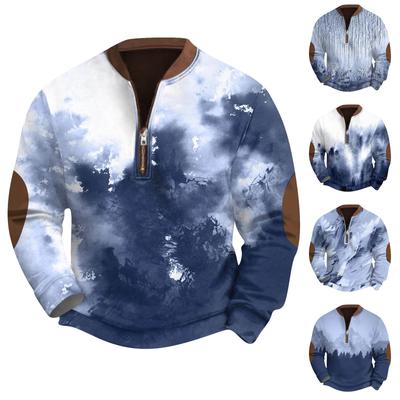 Męska bluza retro casual z nadrukiem gradientowym
