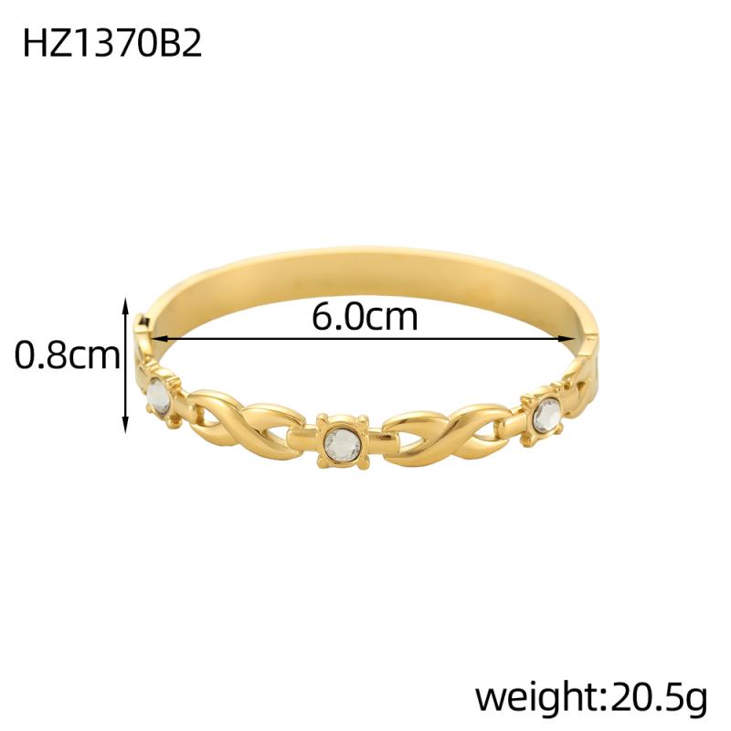 CARLIDANA Fashion Jewelry New Style Zircon Clip Bangle Gold Plated Women C-Shaped Opening Stainless Steel Non-Fading Bracelet