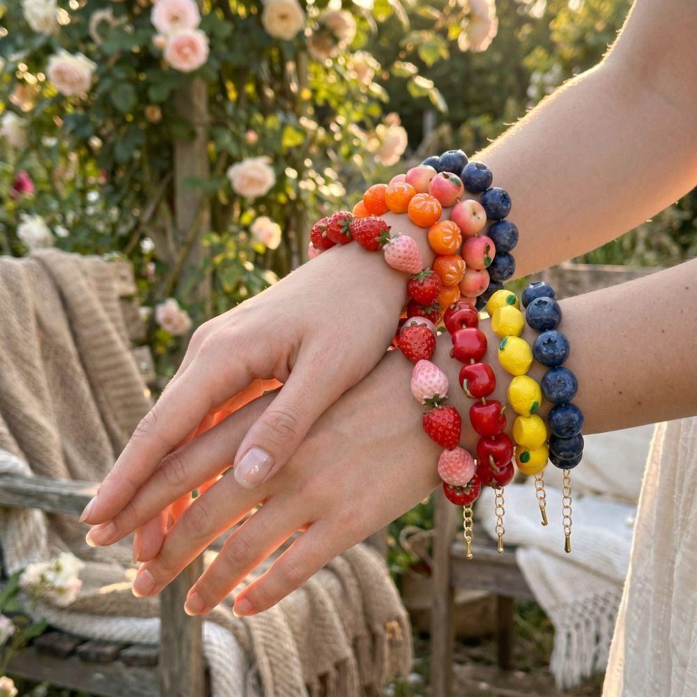 Resin Beads Bracelet Beaded Summer Bohemian Jewelry Simulation Fruit Bracelet Vacation Accessories