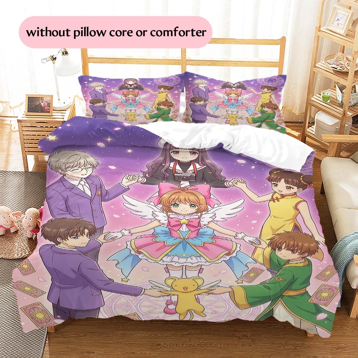

Cardcaptor Sakura Group & Magical Pattern Bedding Home Decoration Festival Gift (1 * duvet cover + 2 * pillowcase, without core) 135x200cm