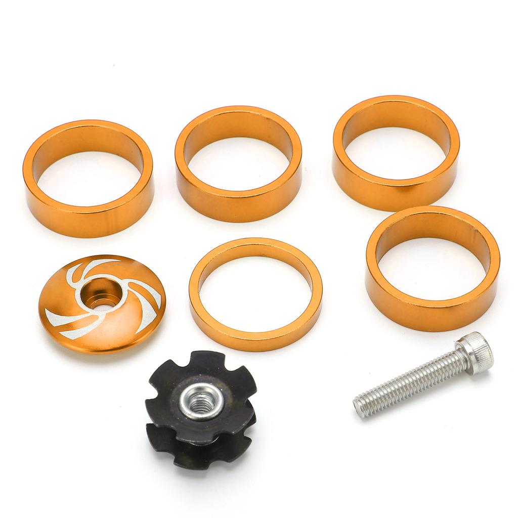 Bike Headset Front Fork Top Cap and Star Nut with Aluminum Screw Set for Fixed Cog 5410T SetGold