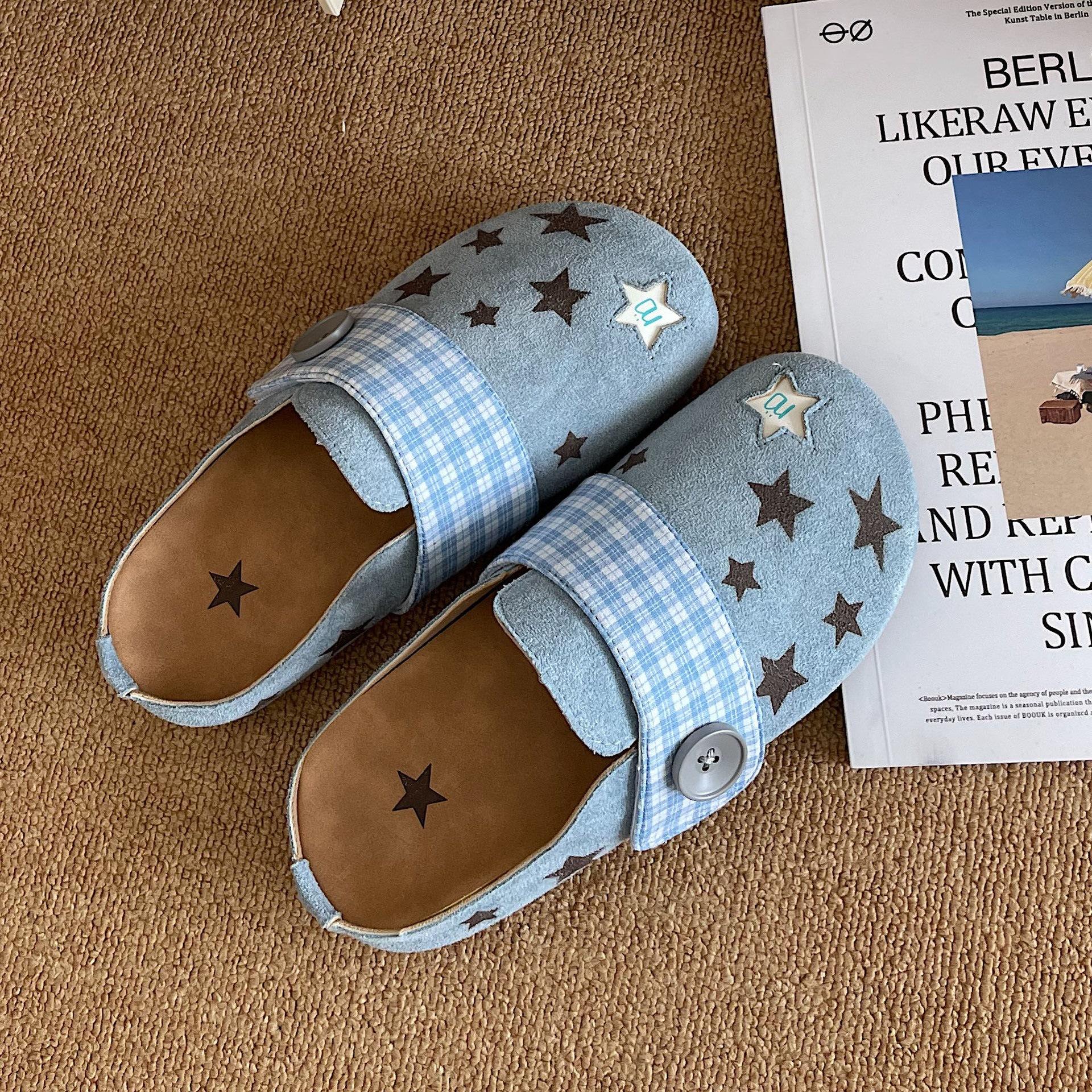 

Jinmi, retro non-slip inner heightening bag head flat-bottomed slippers for women s autumn outer wear 2025 new versatile cool slippers for women 40 синій