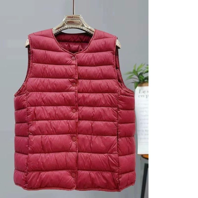 Women's Down Cotton Vest Liner, Ultra-light Warm Jacket, Women's Vest, Middle-aged and Elderly Women's Plus Velvet Thick Jacket