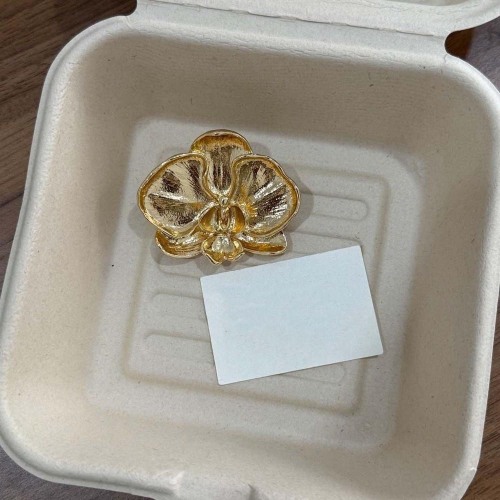 Vintage Butterfly Orchid Pin French Style Metal Glossy Brooch Uniform Orchid Flower Brooch Gift