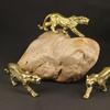 Pure Brass Leopard Retro Pure Brass Leopard Desktop Ornament Lucky Leopard Handicraft Ornament Wenwan Tea