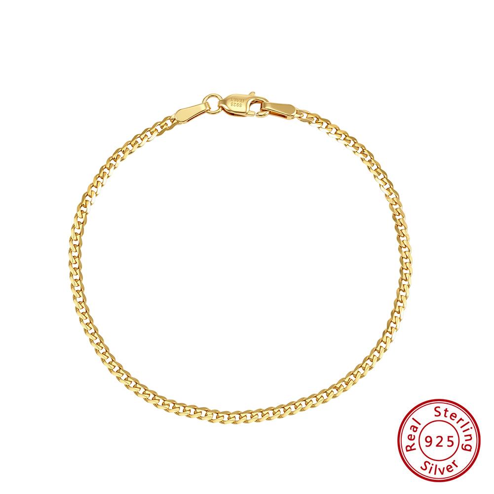 

EFFIE QUEEN 2MM 6MM Trendy Cuban Chain Bracelets Simple 925 Sterling Silver Curb Cuban Link Chain Bracelet Bangle Gift SB123 16.5CM