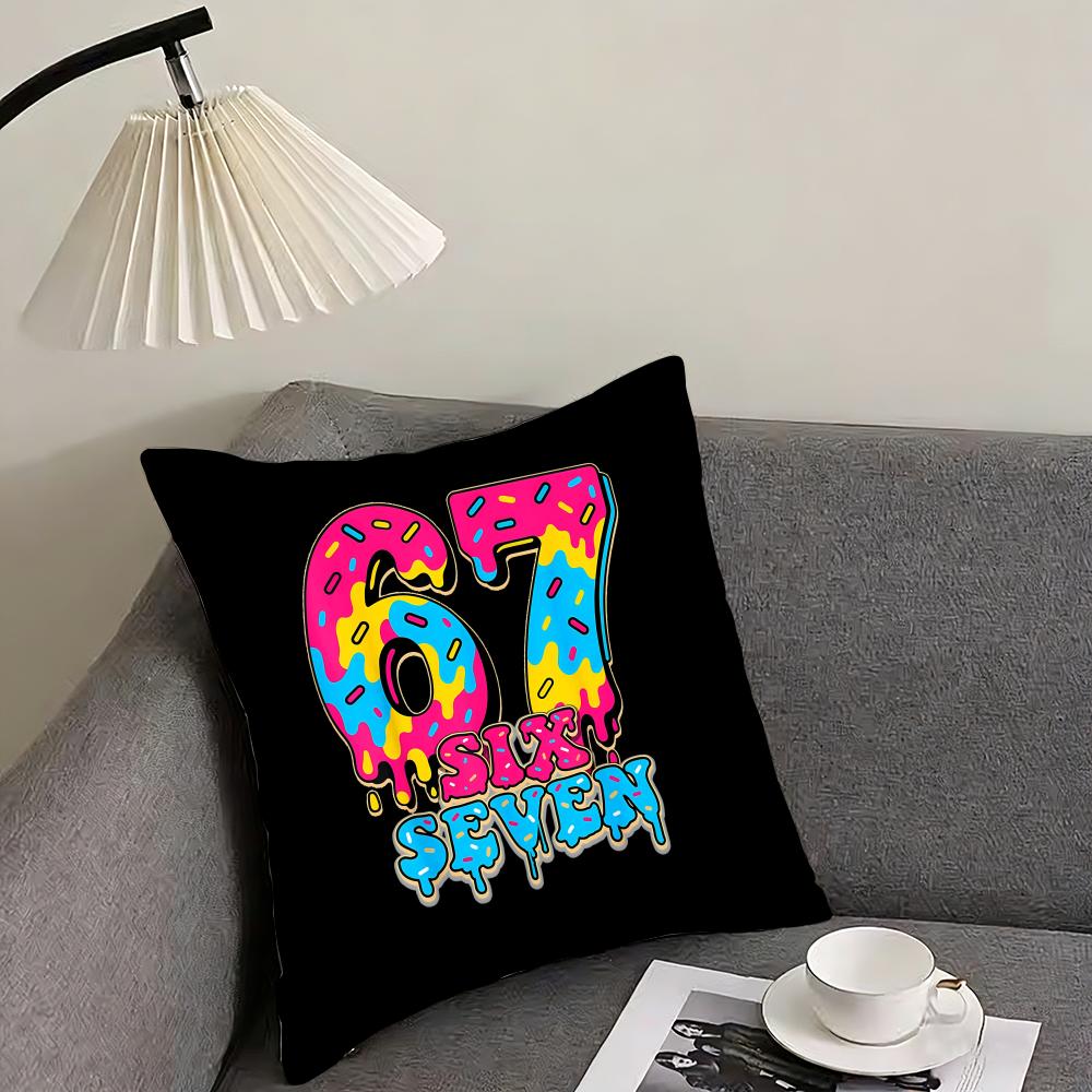Funny 67 six seven Cushion Cover Elegant Comfort Pillowcase Sofa Bed Doublesided Printed Invisible Zipper Home Decor