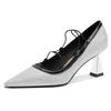 75339 [sheepskin] High Heels Women's Stilettos Summer 2025 New French Pointed Strap Splicing Single Shoes
