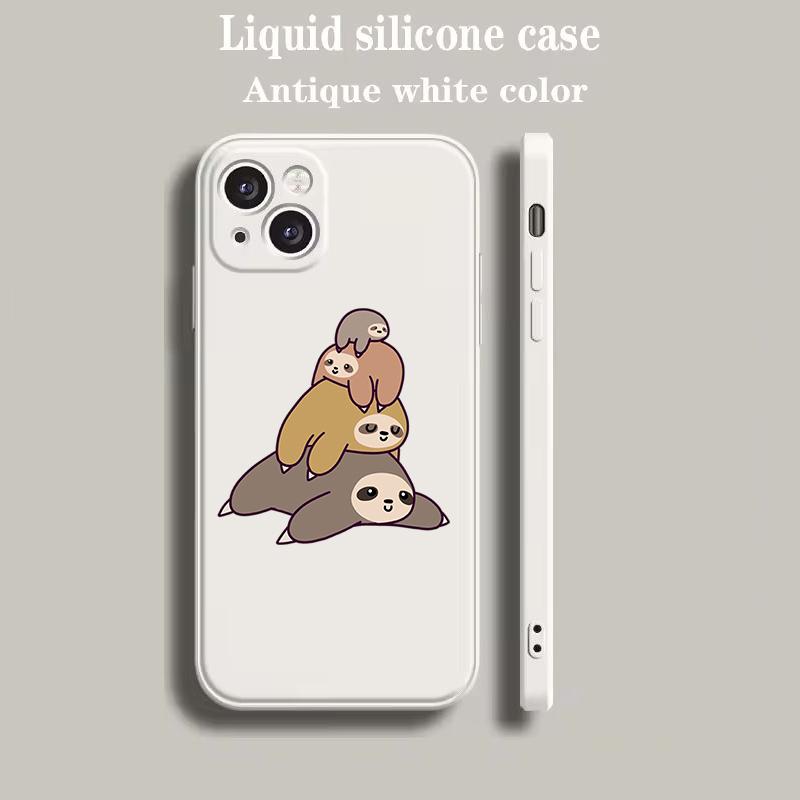 Luxus Farb-Handyhülle Für iPhone 15 14 13 12 mini 11 Pro Max XS X XR SE 7 8 Plus Silikon Beige Hülle Pärchen-Stil Cartoon